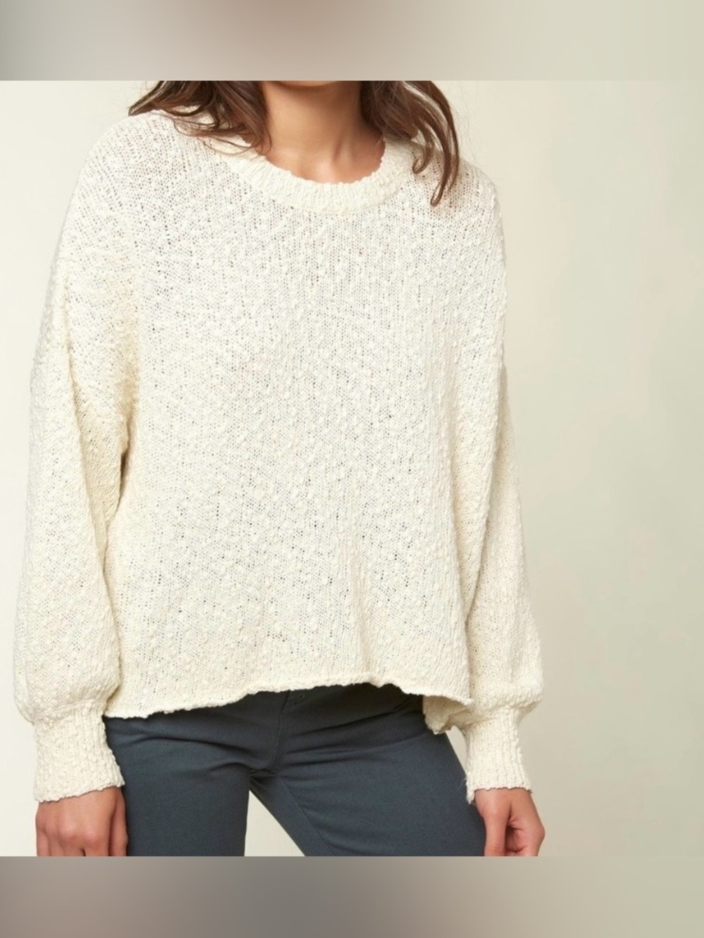 O’Neill Seaport Textured Dotted Slouchy Sweater Size M beachy